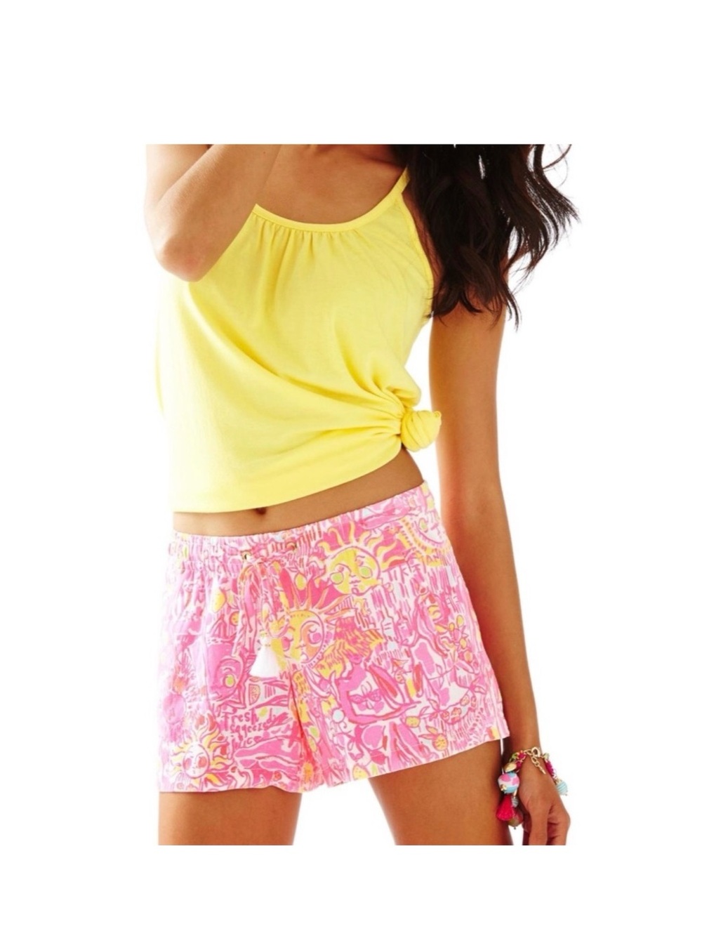 Lilly Pulitzer Linen Beach Short Kinis in the Keys Size XS Pink Sun Print